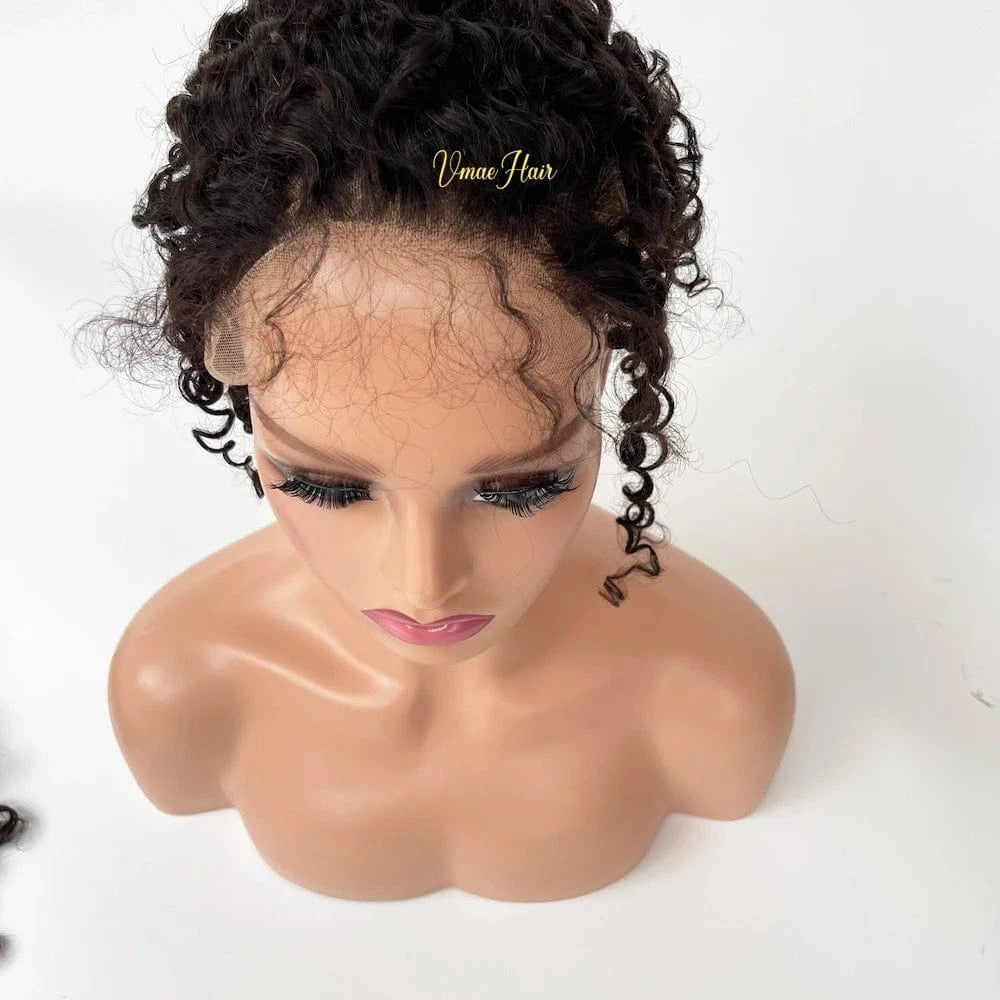 VMAE Raw Afro Kinky Curly Wavy Bundles Human Hair with Frontal and Closure Cuticle Aligned Hair HD Lace Closure