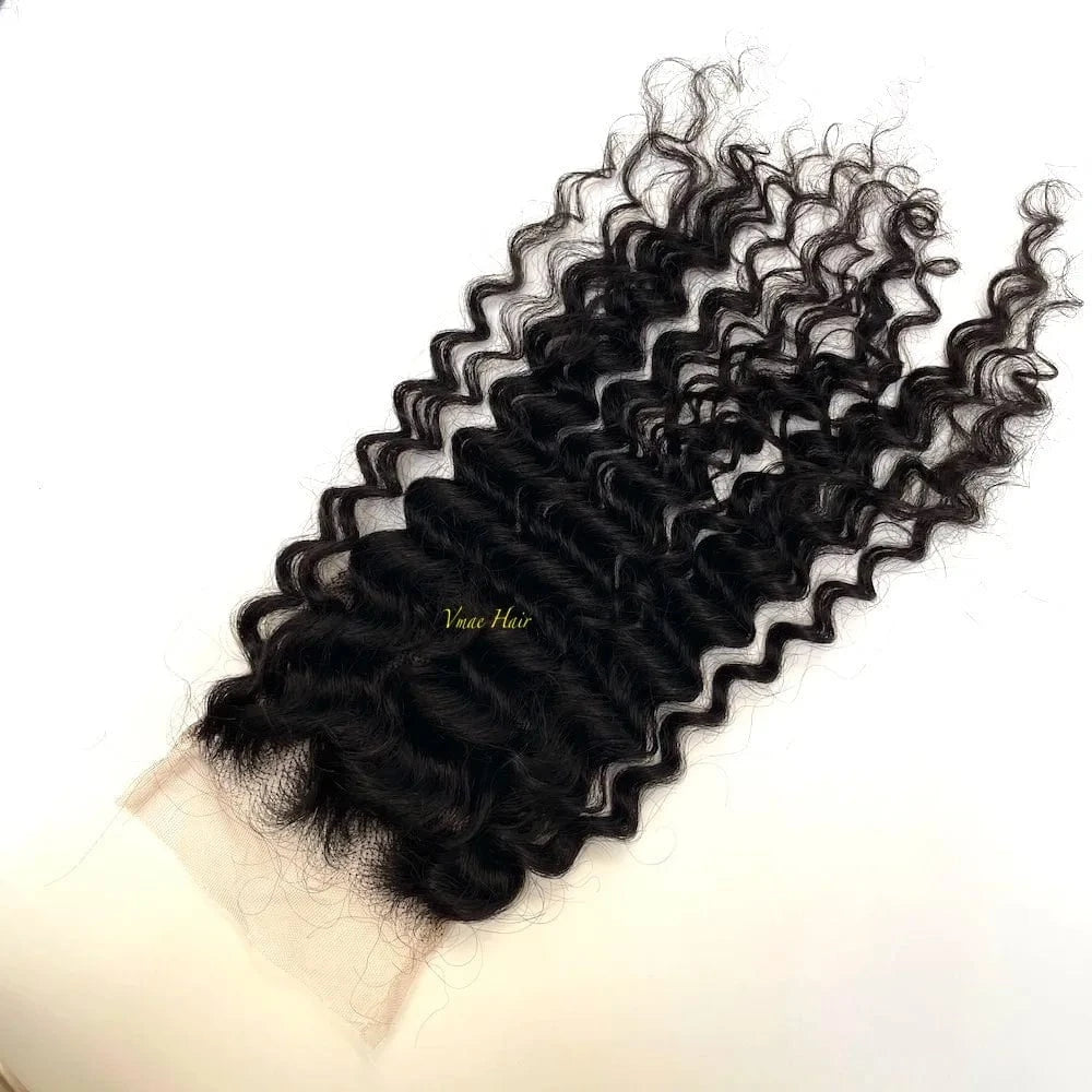 VMAE Raw Afro Kinky Curly Wavy Deep Water Wave Cuticle Aligned Hair HD Lace Closure Human Hair Bundles with Frontal and Closure