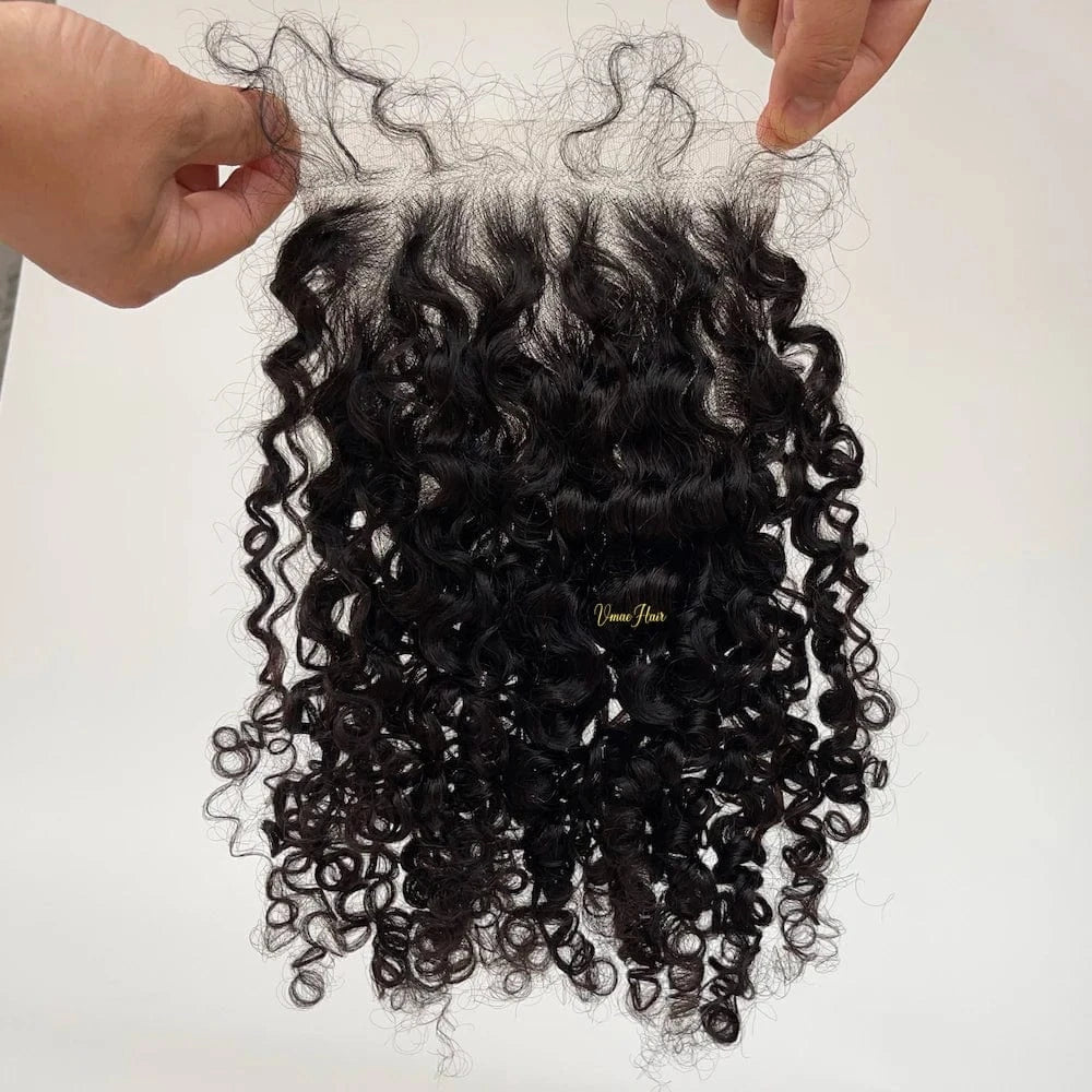 VMAE Raw Afro Kinky Curly Wavy Deep Wave Bundles Human Hair with Frontal and Closure Cuticle Aligned Hair HD Lace Closure