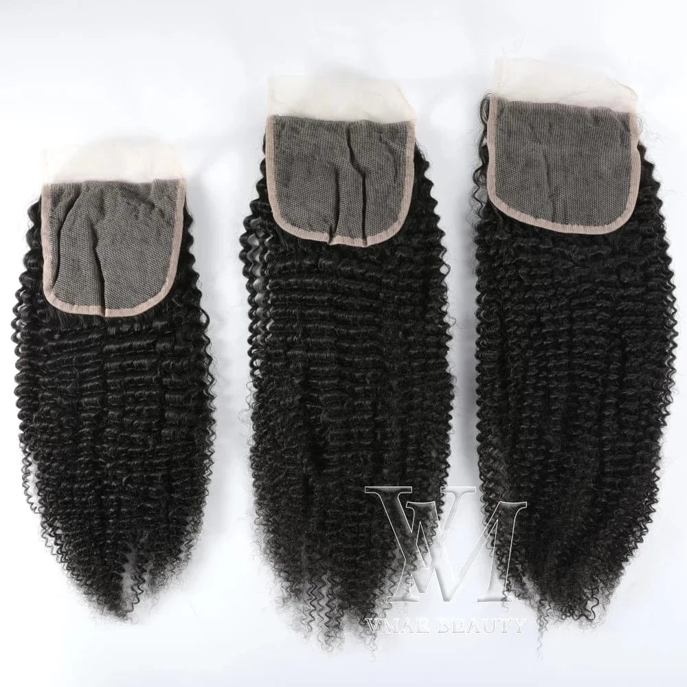VMAE Raw Cuticle Aligned 3A 3C 4A 4B 4C Afro Kinky Curly Closure and Frontals bundles Human Hair with Frontal and Closure