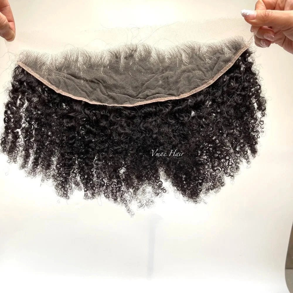 VMAE Raw Cuticle Aligned 3A 3C 4A 4B 4C Afro Kinky Curly Closure and Frontals bundles Human Hair with Frontal and Closure