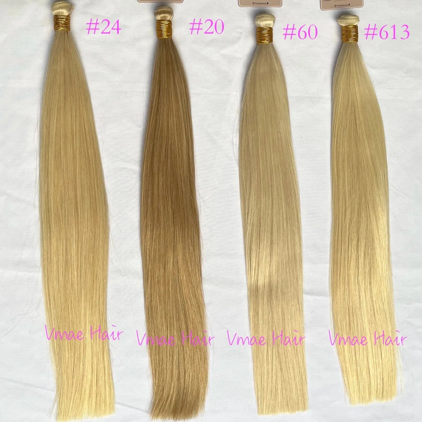 VMAE Raw Cuticle Aligned Double Drawn Straight Russian Human Hair Hand Tied Flat Invisible Genius Weft Hair Extensions