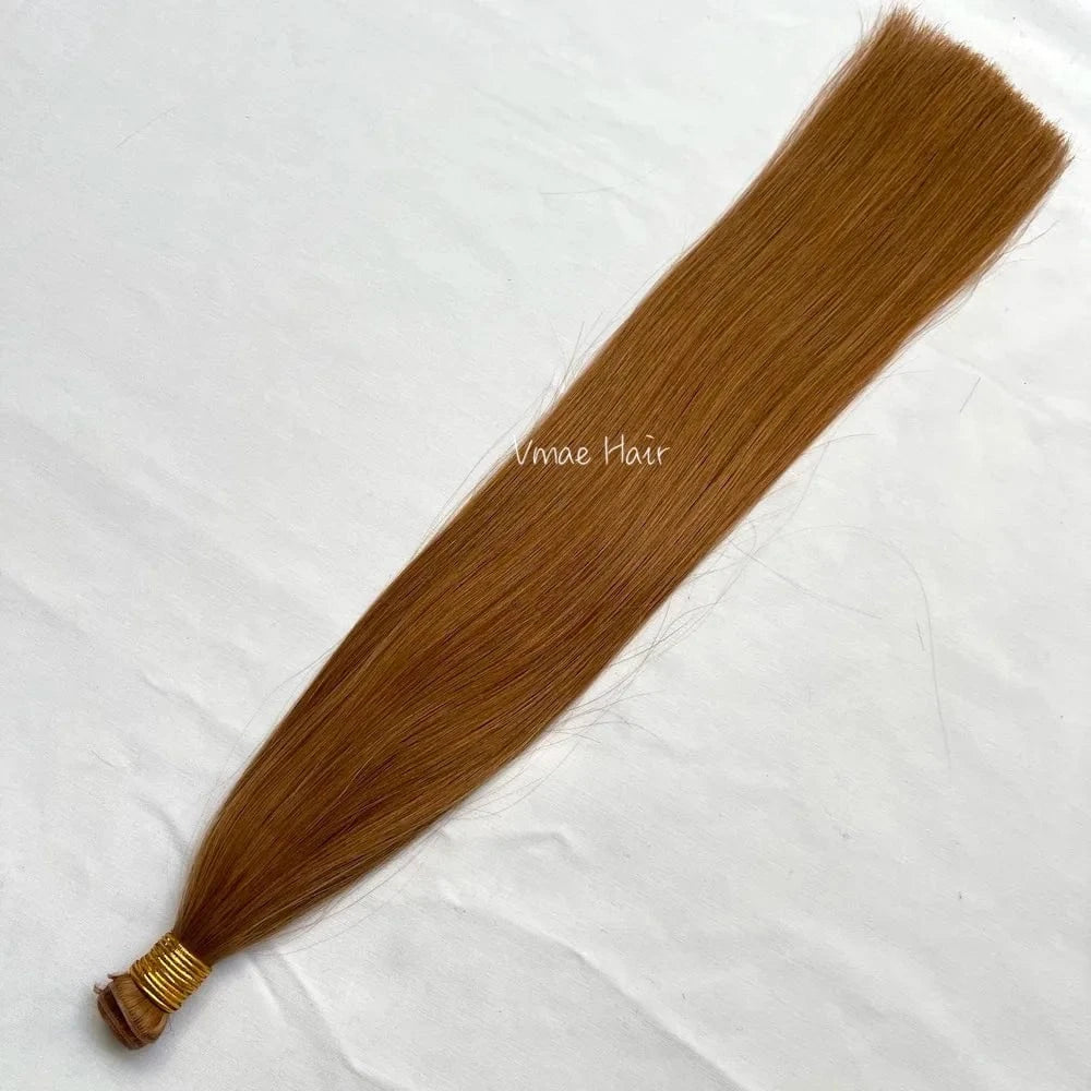 VMAE Raw Cuticle Aligned Double Drawn Straight Russian Human Hair Hand Tied Flat Invisible Genius Weft Hair Extensions