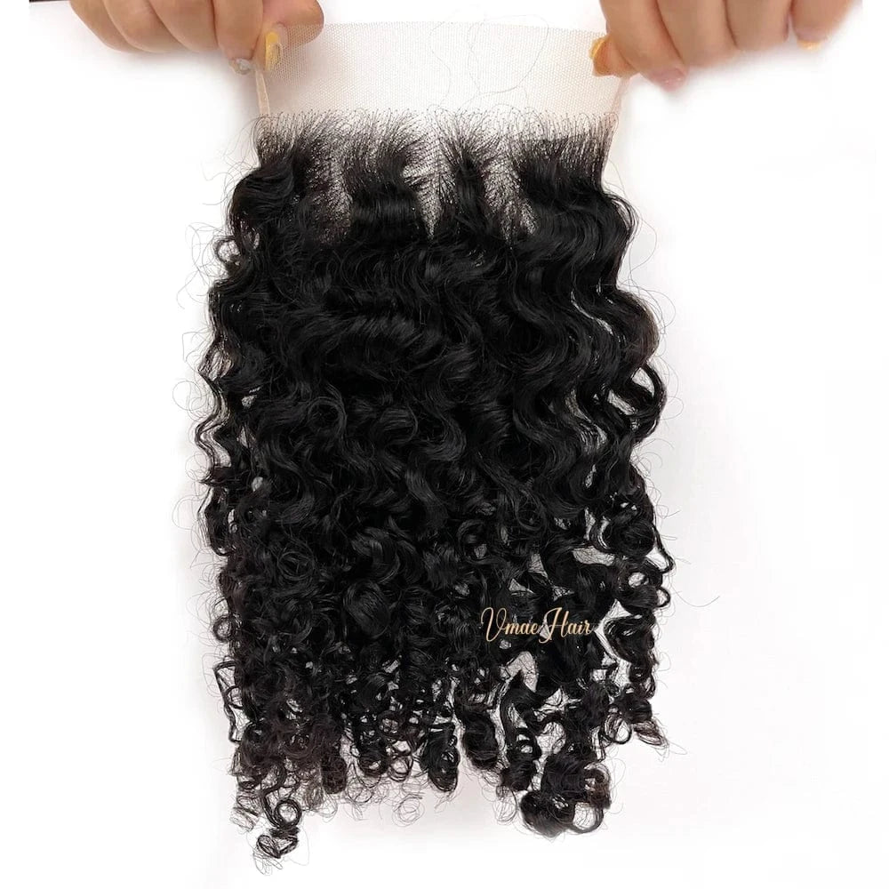 VMAE Raw Cuticle Aligned Hair Afro Kinky Curly Human Hair Bundles with Lace Closure And HD Lace Frontals