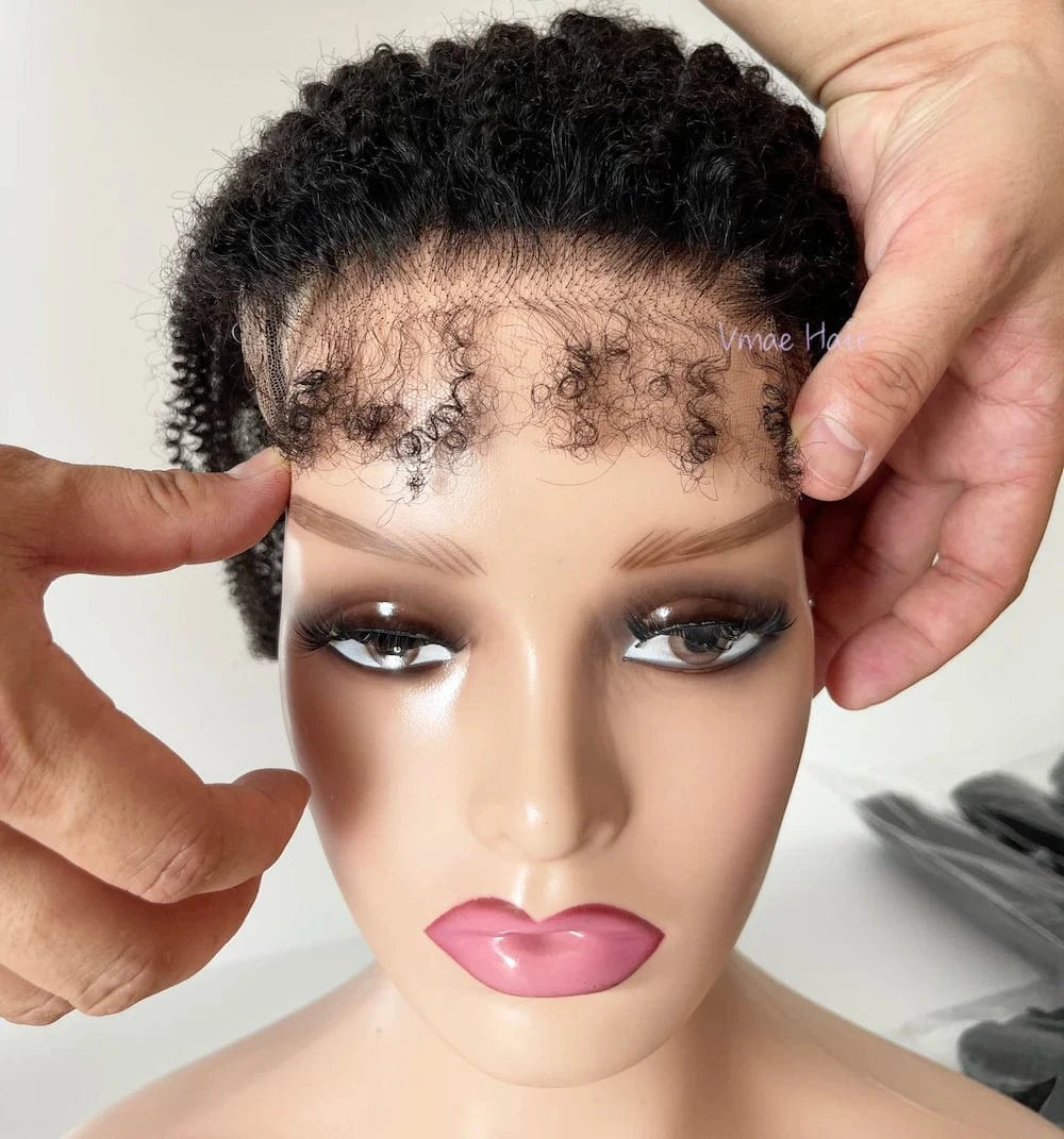 VMAE Raw Cuticle Aligned Hair Afro Kinky Curly Human Hair Bundles with Lace Closure And HD Lace Frontals