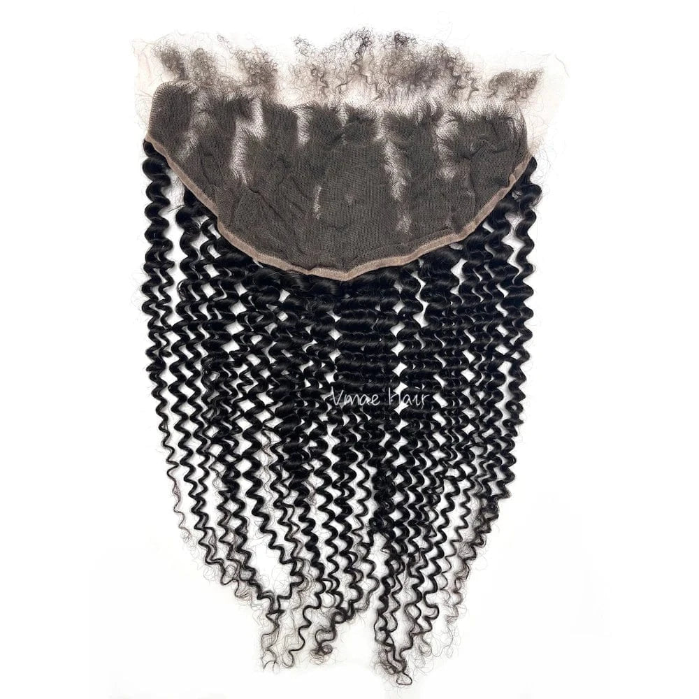 VMAE Raw Deep Afro Kinky Curly Wavy Bundles Human Hair with Frontal and Closure with Baby Hair Cuticle Aligned Hair