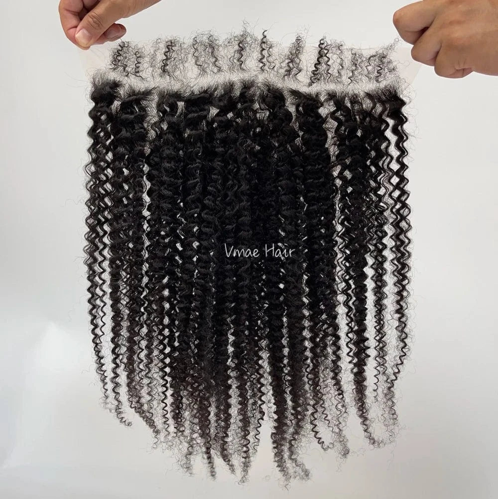 VMAE Raw Deep Afro Kinky Curly Wavy Bundles Human Hair with Frontal and Closure with Baby Hair Cuticle Aligned Hair