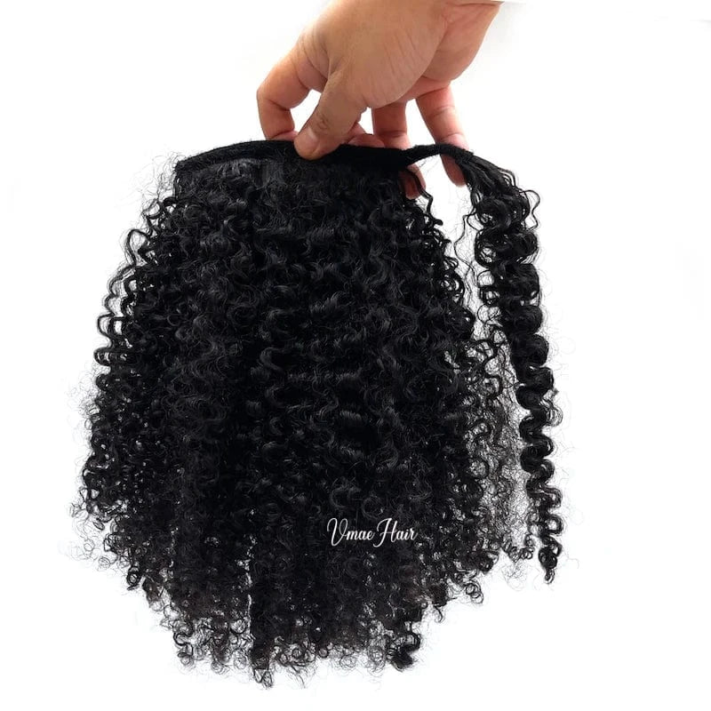 VMAE Remy 100g 3A 3B 4C Afro Kinky Curly Raw Cuticle Aligned Wrap Around Ponytails Drawstring Ponytail Human Hair Extensions