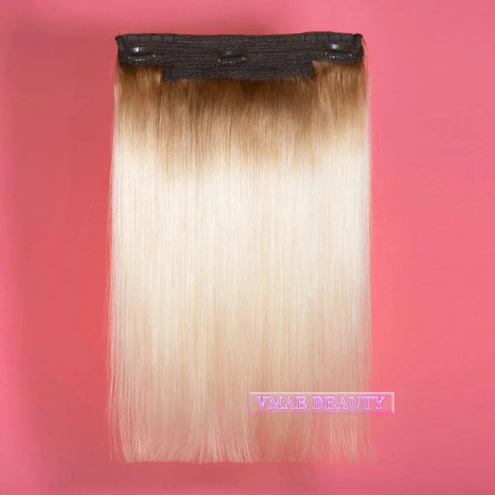 VMAE Remy Blonde Highlight Color Straight Russian Cuticle Aligned Raw Virgin Halo Hair Extensions Human Hair