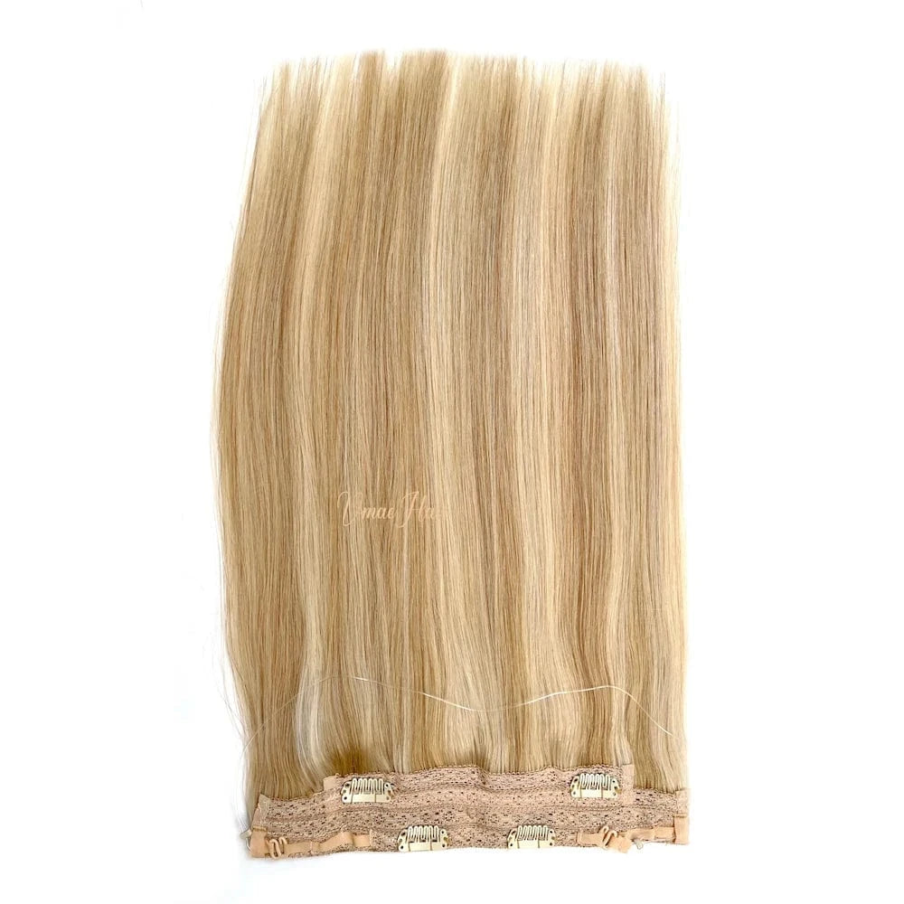 VMAE Remy Blonde Highlight Color Straight Russian Cuticle Aligned Raw Virgin Halo Hair Extensions Human Hair