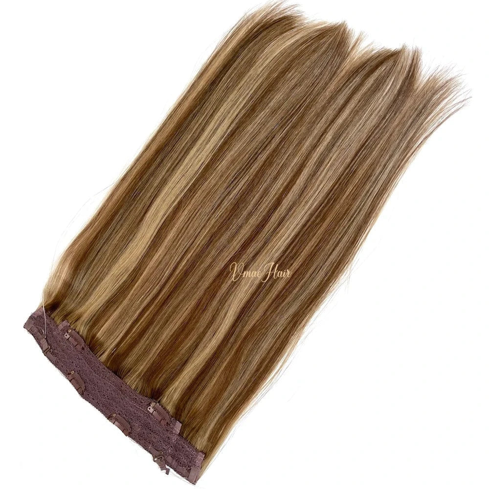 VMAE Remy Blonde Highlight Color Straight Russian Cuticle Aligned Raw Virgin Halo Hair Extensions Human Hair