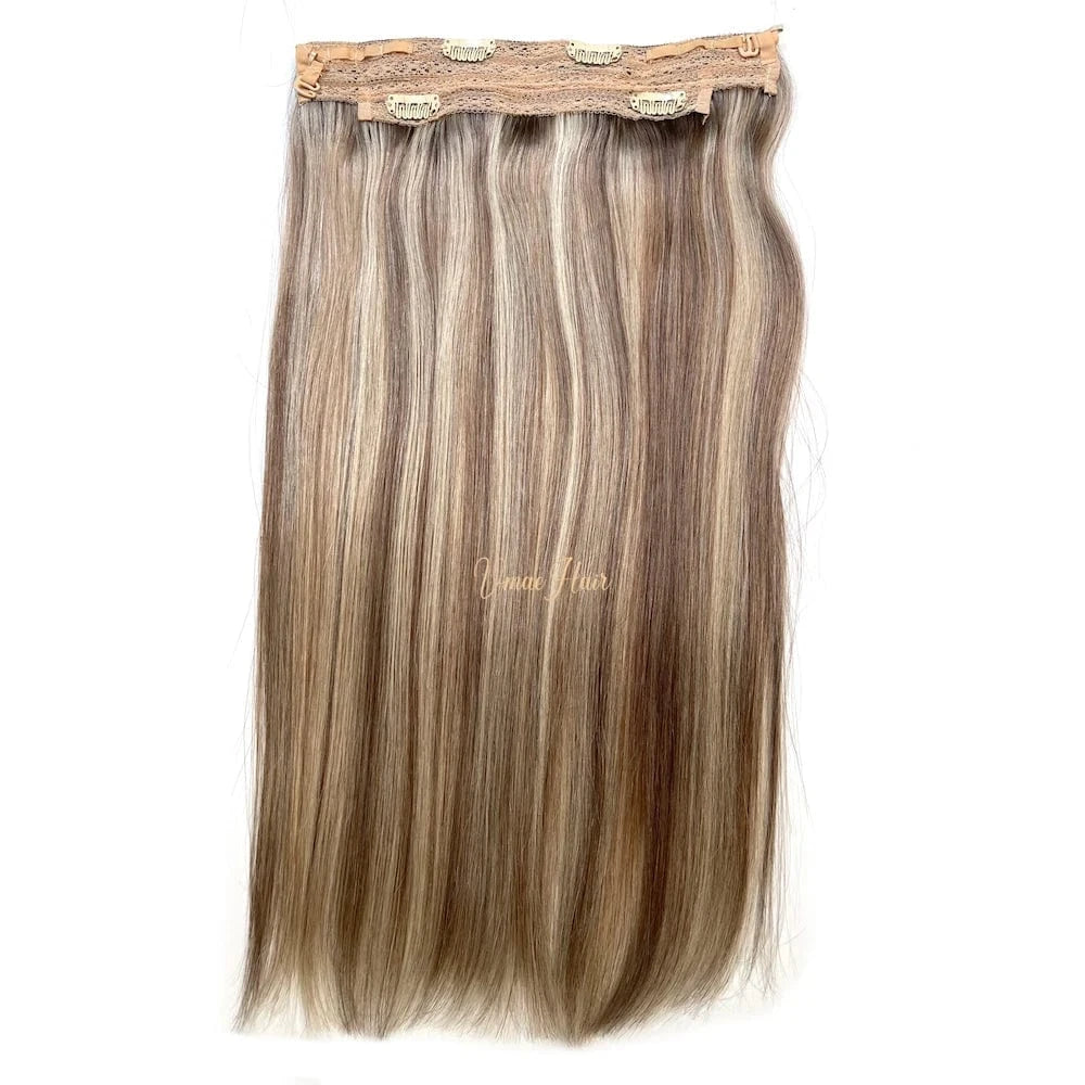 VMAE Remy Blonde Highlight Color Straight Russian Cuticle Aligned Raw Virgin Halo Hair Extensions Human Hair