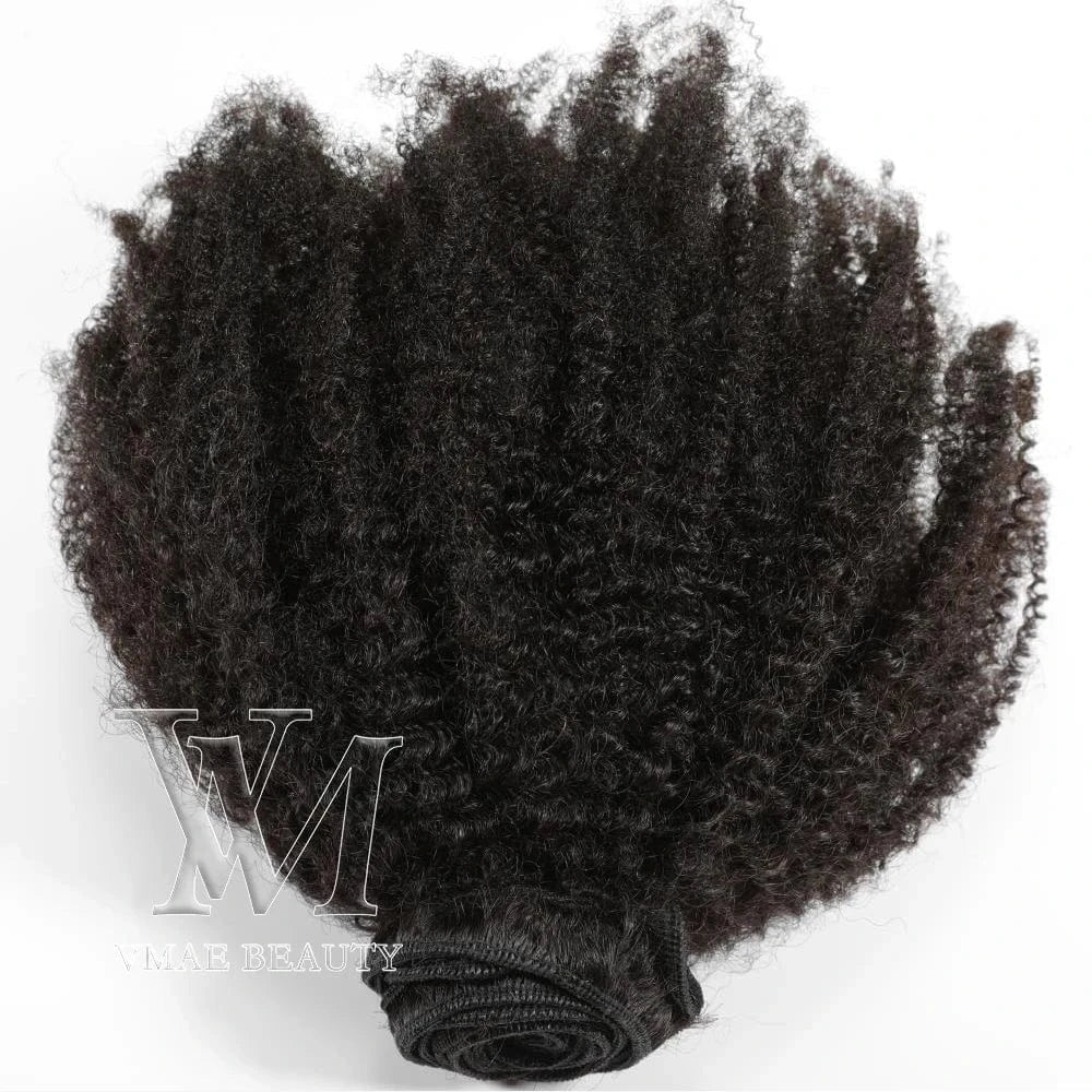 VMAE Remy Mongolian Wholesale Unprocessed Raw Weft Bundles Human Hair Afro Kinky Curly Human Hair Extensions