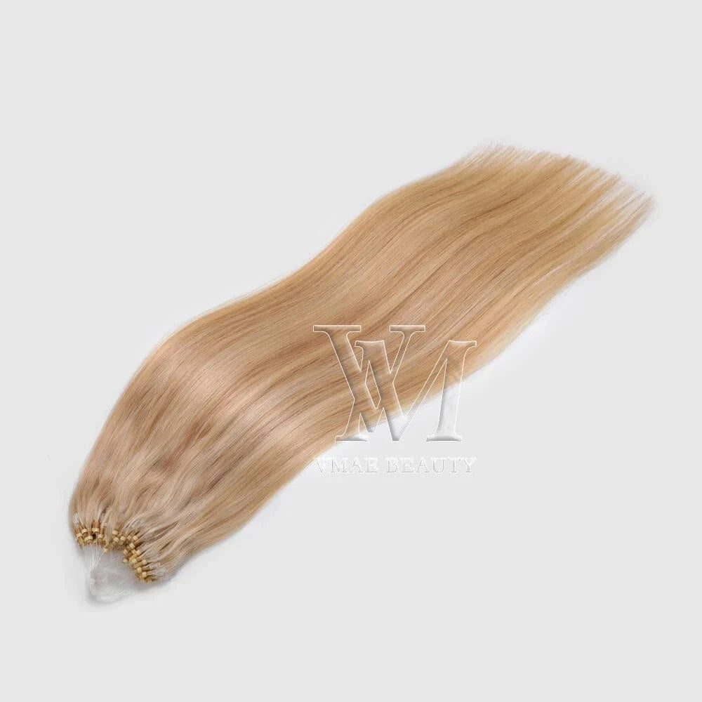Vmae Remy Raw Russian 100g Straight Piano Highlight Color Blonde Virgin Wavy Hair Extensions Wefted Micro Loop Ring for Human