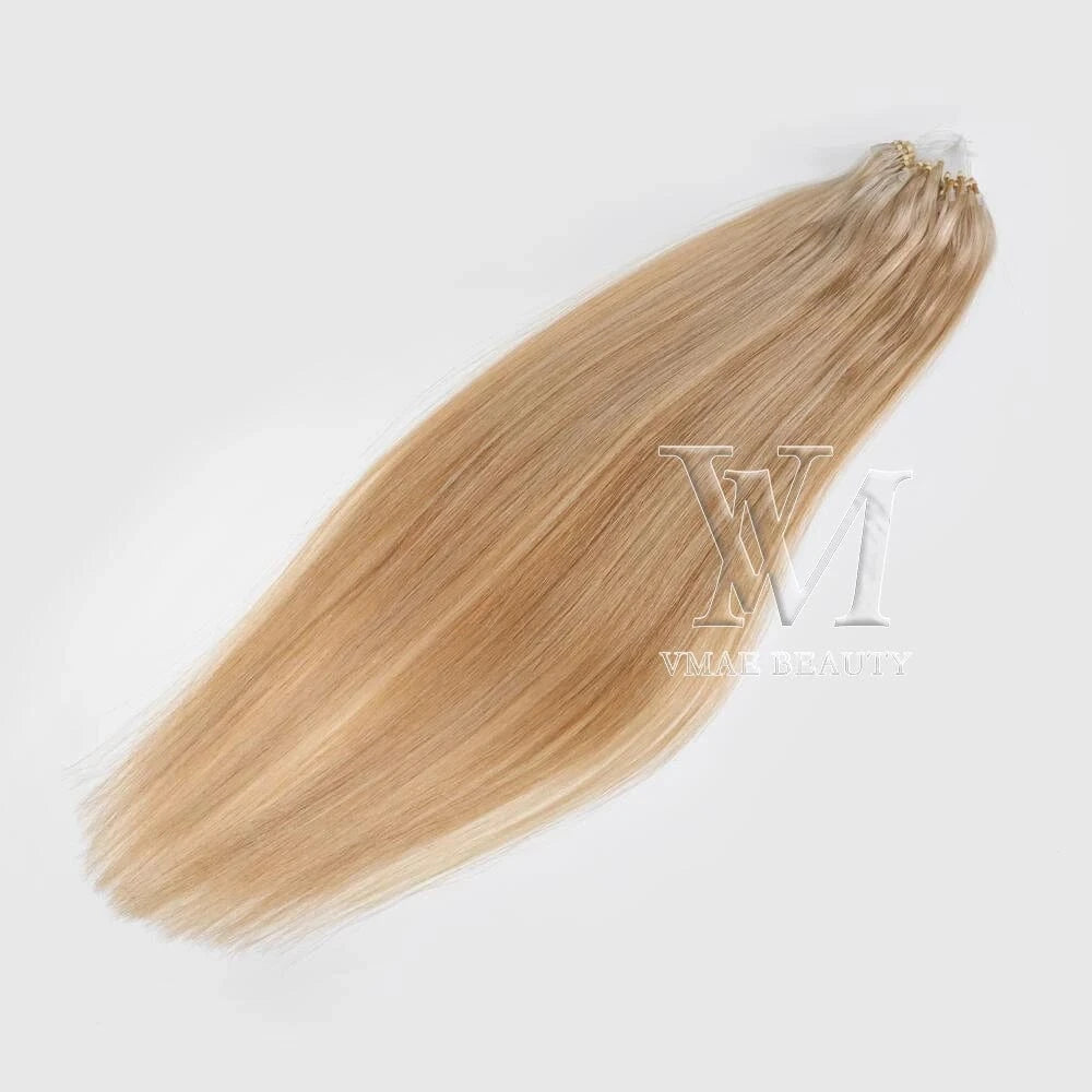 Vmae Remy Raw Russian 100g Straight Piano Highlight Color Blonde Virgin Wavy Hair Extensions Wefted Micro Loop Ring for Human