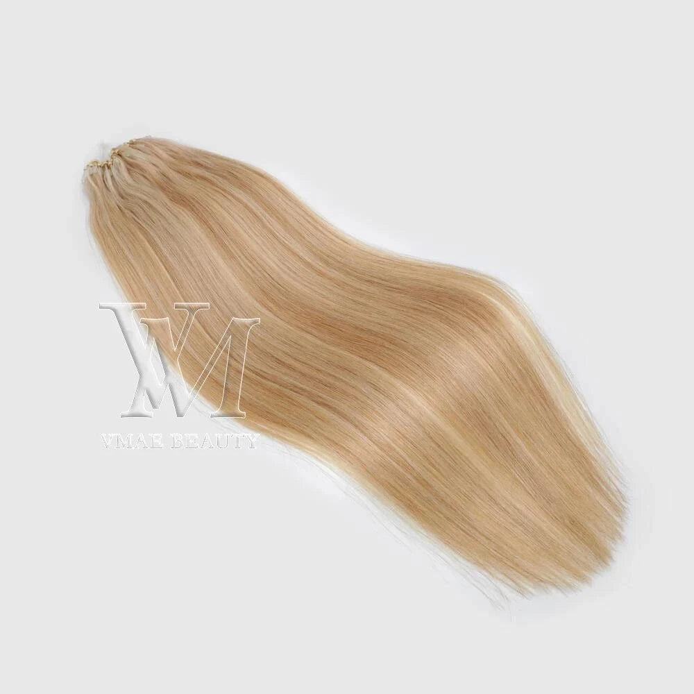 Vmae Remy Raw Russian 100g Straight Piano Highlight Color Blonde Virgin Wavy Hair Extensions Wefted Micro Loop Ring for Human