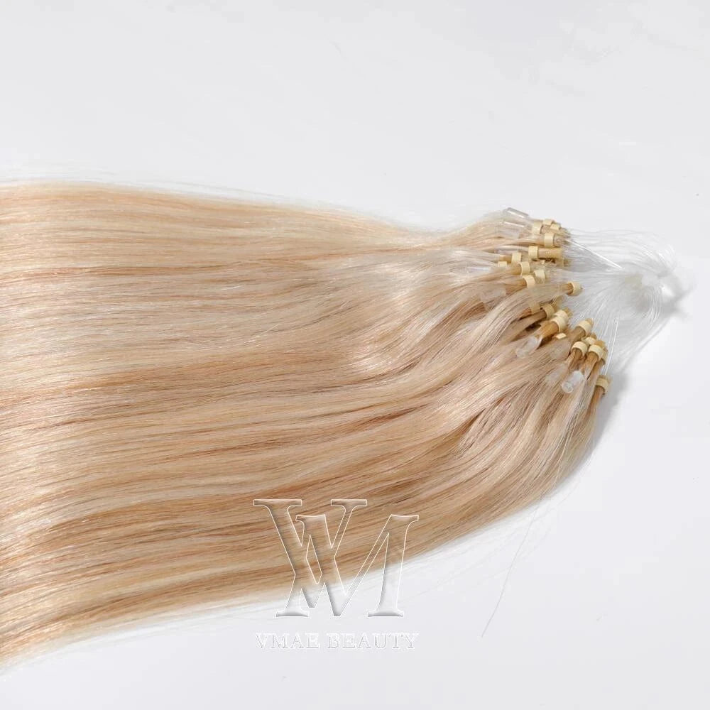 Vmae Remy Raw Russian 100g Straight Piano Highlight Color Blonde Virgin Wavy Hair Extensions Wefted Micro Loop Ring for Human