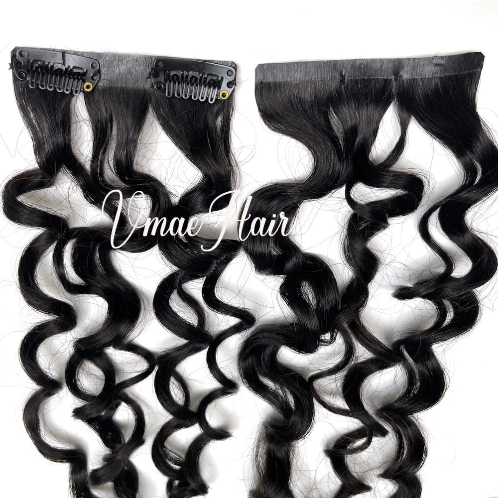VMAE Seamless clip ins Indian Raw Cuticle Aligned more invisible soft clip in with thinner edge Human Hair Extensions