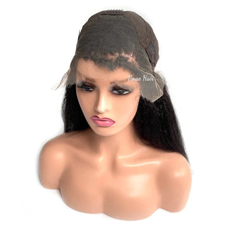 VMAE Unprocessed Virgin Raw 150% Wholesale Coarse Kinky Straight Frontal Wigs With Baby Hair Human Hair Lace Front Wig