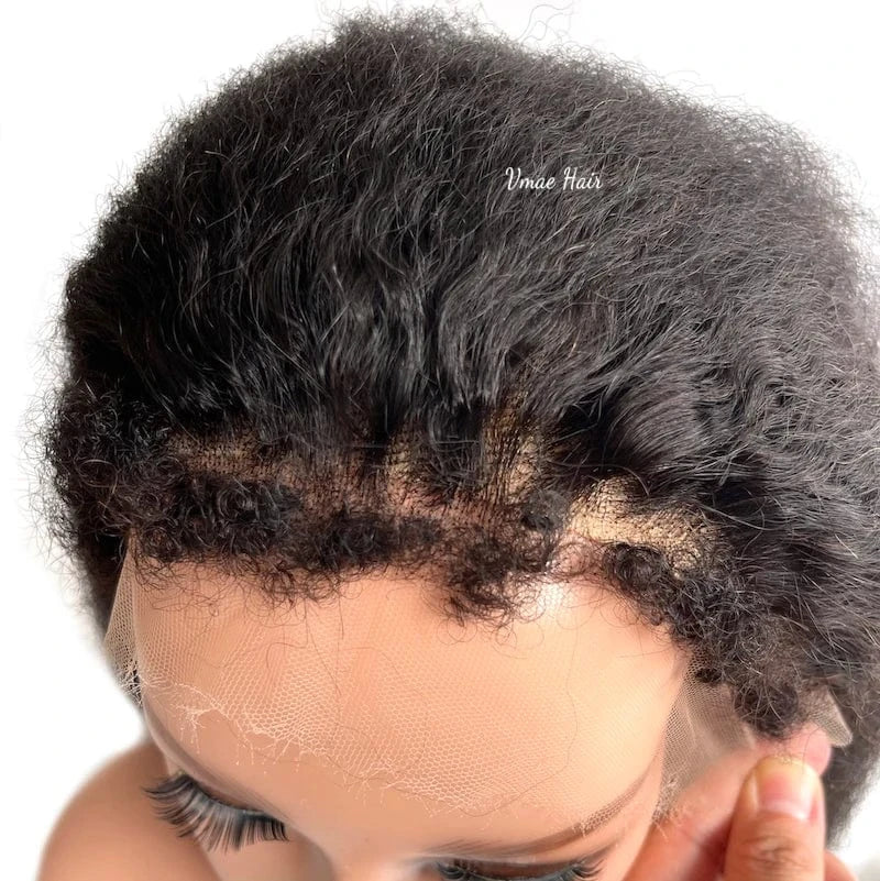 VMAE Unprocessed Virgin Raw 150% Wholesale Coarse Kinky Straight Frontal Wigs With Baby Hair Human Hair Lace Front Wig