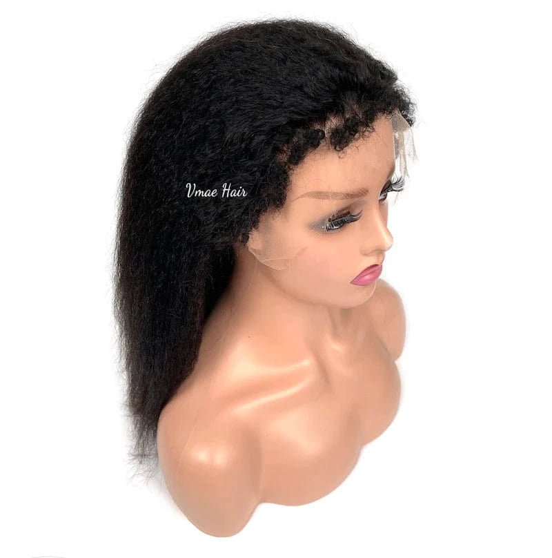 VMAE Unprocessed Virgin Raw 150% Wholesale Coarse Kinky Straight Frontal Wigs With Baby Hair Human Hair Lace Front Wig