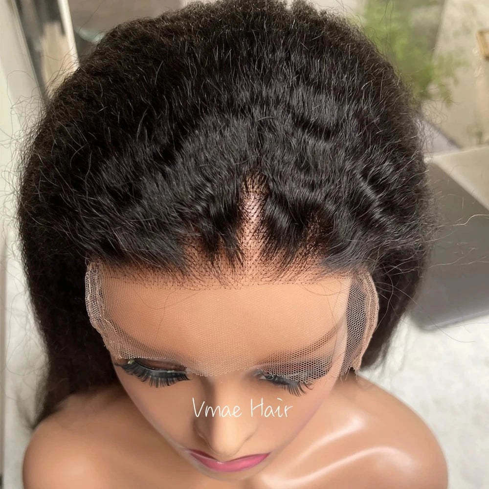 VMAE Unprocessed Virgin Raw Coarse Straight Afro Kinky Curly 5*5 HD Lace Frontal Human Hair Wig Lace Front Wigs for Black Women