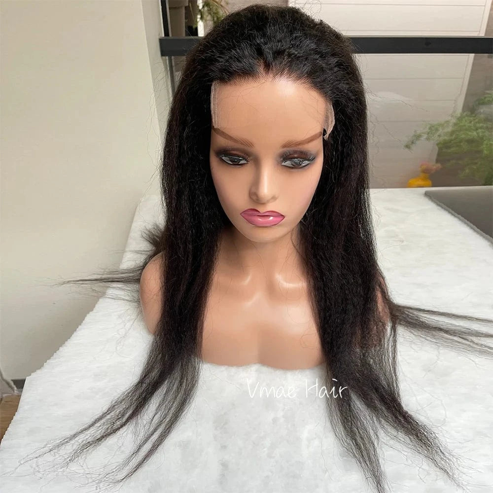 VMAE Unprocessed Virgin Raw Coarse Straight Afro Kinky Curly 5*5 HD Lace Frontal Human Hair Wig Lace Front Wigs for Black Women
