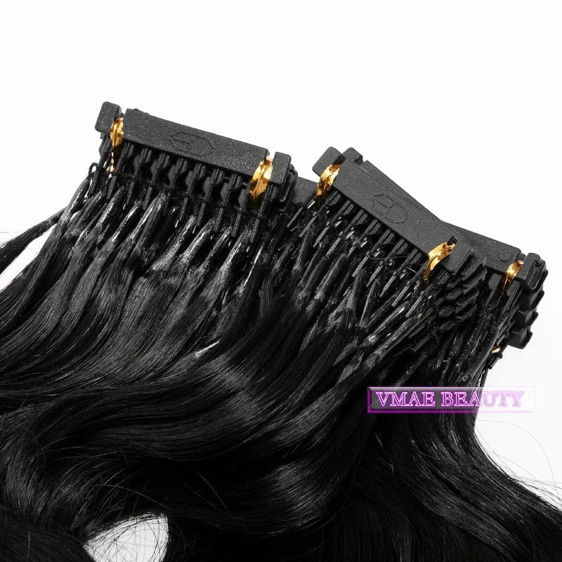 VMAE Virgin Indian Cuticle Aligned 6D Hair Extension Machine Afro Kinky Curly Prebonded 6D Human Hair Extensions