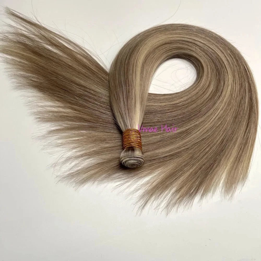 VMAE Virgin Raw Cuticle Aligned Double Drawn Straight Hand Tied Flat Invisible Russian Genius Weft Hair Extensions Human Hair