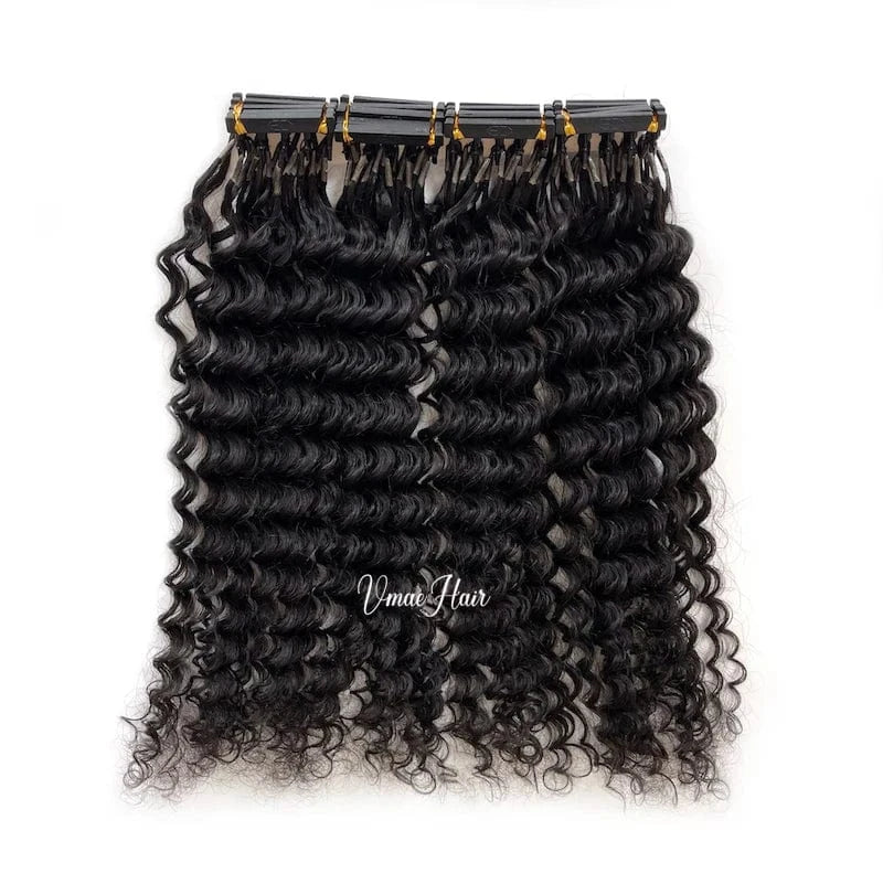 VMAE Virgin Remy Brazilian Cuticle Aligned 6D Hair Extension Machine Afro Kinky Curly 6D Human Hair Extensions