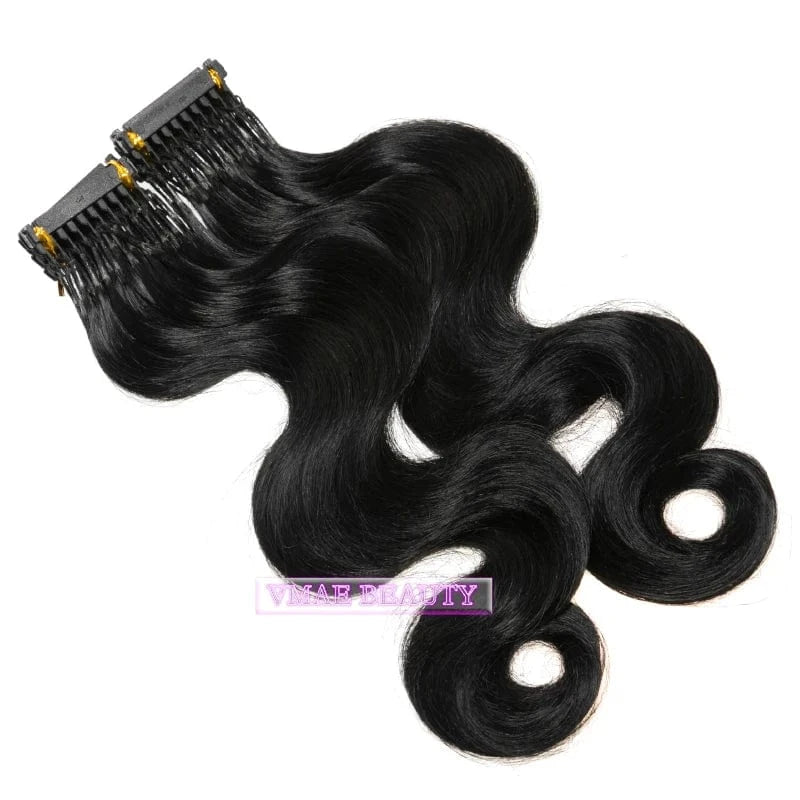 VMAE Virgin Remy Brazilian Cuticle Aligned 6D Hair Extension Machine Afro Kinky Curly 6D Human Hair Extensions