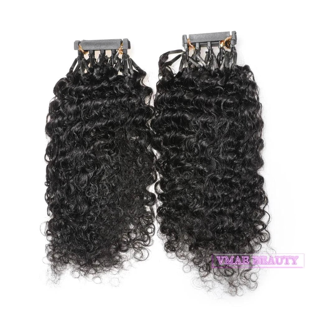 VMAE Virgin Remy Brazilian Cuticle Aligned 6D Hair Extension Machine Afro Kinky Curly 6D Human Hair Extensions