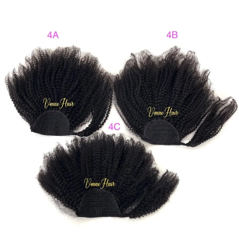 VMAE Wholesale 100g Virgin Deep Curly Water Wave Wavy Raw Cuticle Aligned Remy Drawstring Ponytail Human Hair Extensions