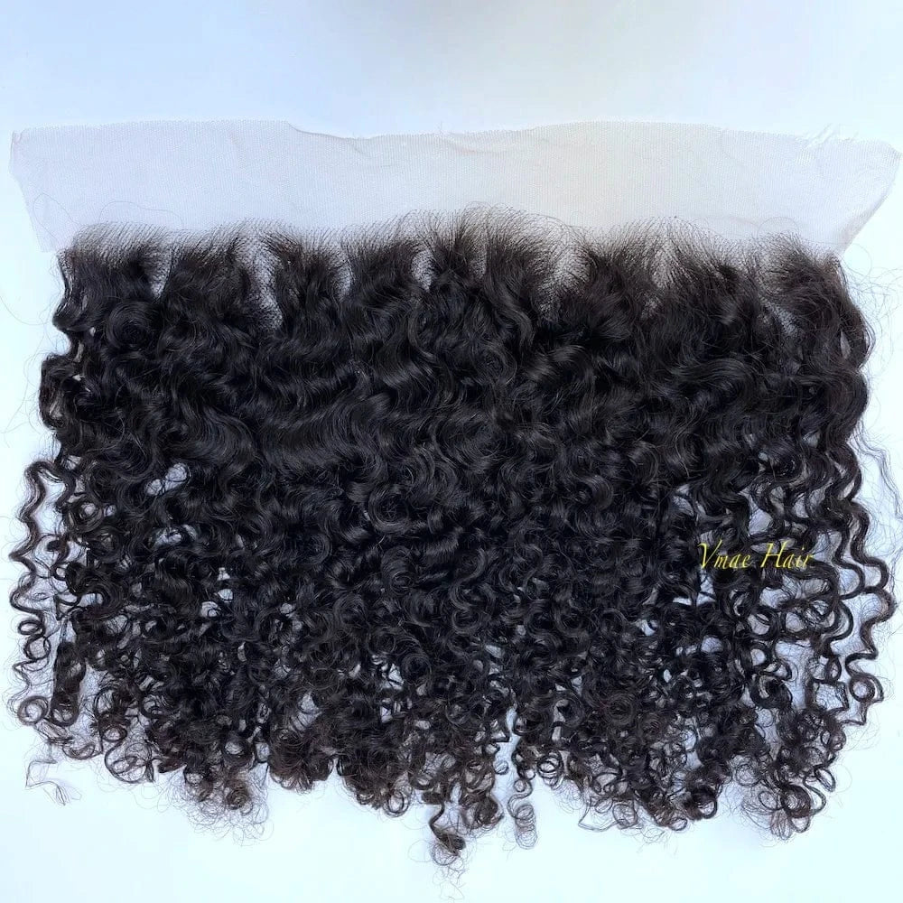VMAE Wholesale 13*4 Afro Kinky Curly Cuticle Aligned Raw Vietnamese Human Hair Transparent HD Lace Frontal