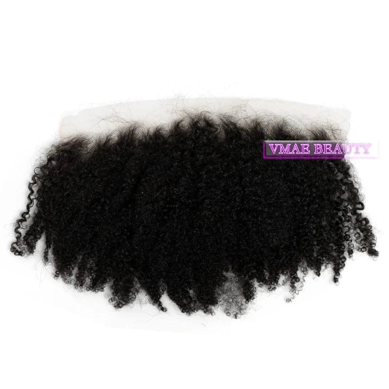 VMAE Wholesale 13*4 Afro Kinky Curly Cuticle Aligned Raw Vietnamese Human Hair Transparent HD Lace Frontal