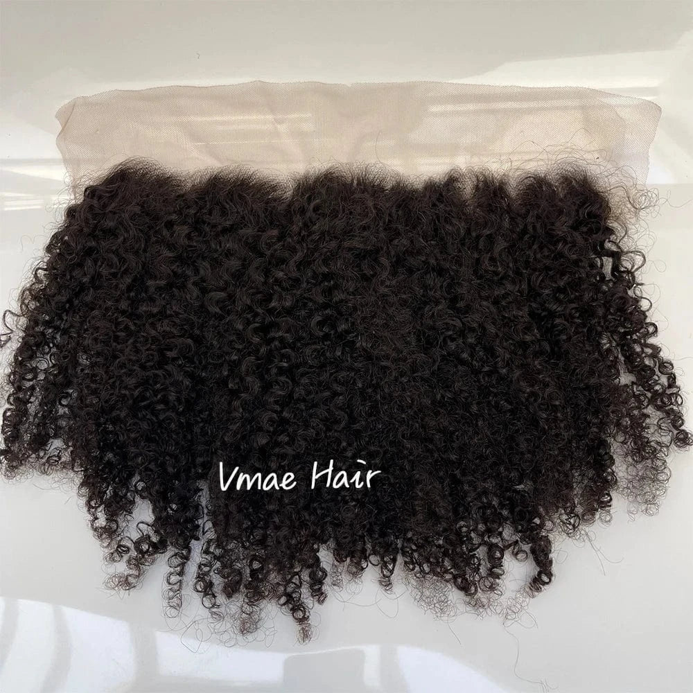 VMAE Wholesale 13*4 Afro Kinky Curly Cuticle Aligned Raw Vietnamese Human Hair Transparent HD Lace Frontal