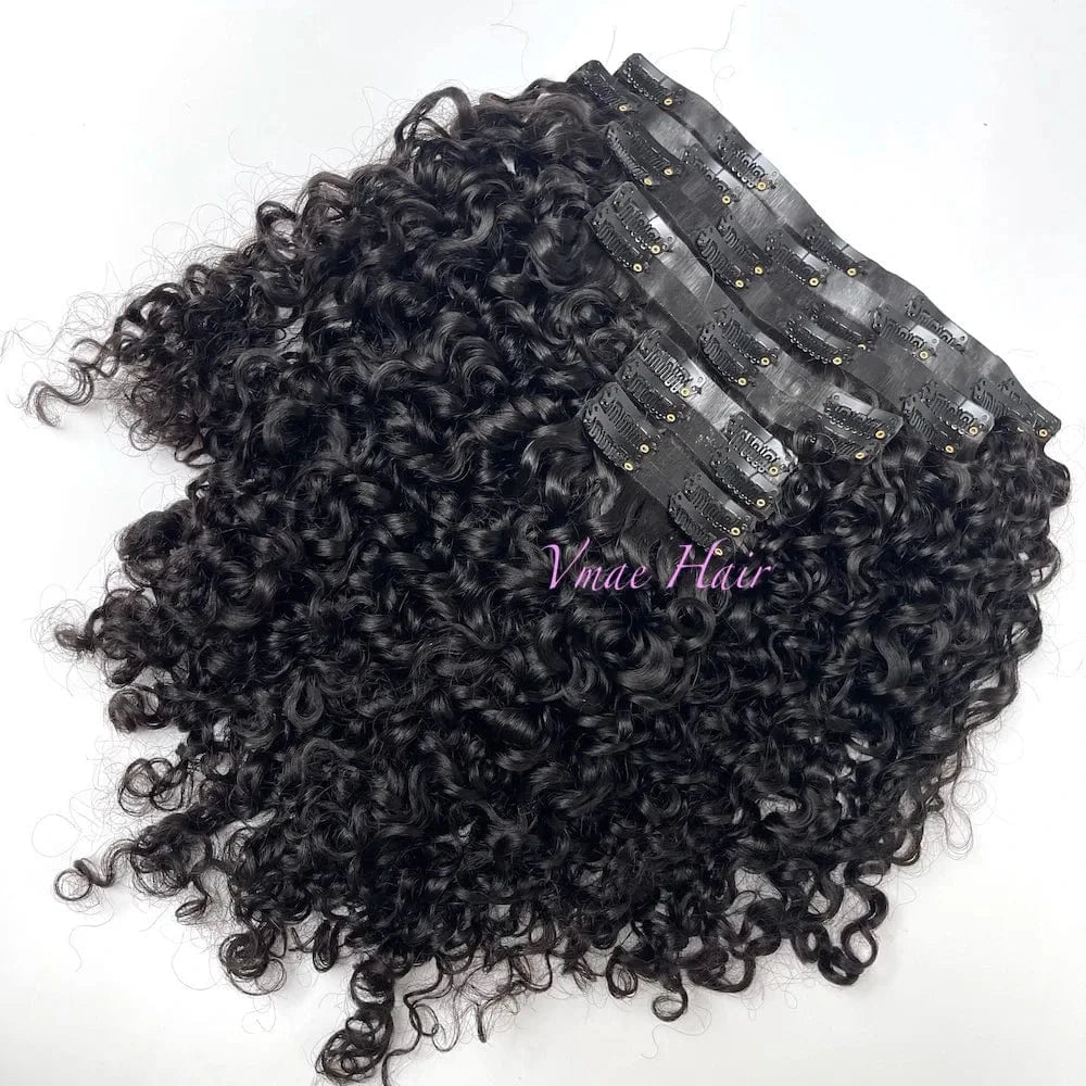 VMAE Wholesale 4B 4C Afro Kinky Curly Hair Extension Vietnamese Raw Cuticle Aligned Seamless PU Invisible Clip Ins Wave Style
