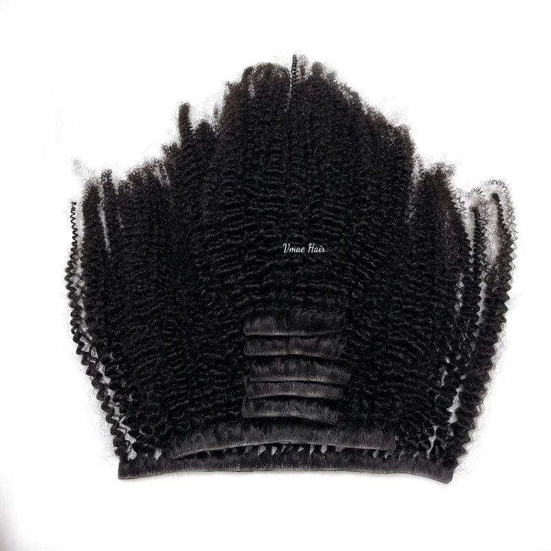VMAE Wholesale 4B 4C Afro Kinky Curly Hair Extension Vietnamese Raw Cuticle Aligned Seamless PU Invisible Clip Ins Wave Style
