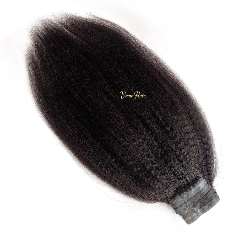 VMAE Wholesale 4B 4C Afro Kinky Curly Hair Extension Vietnamese Raw Cuticle Aligned Seamless PU Invisible Clip Ins Wave Style