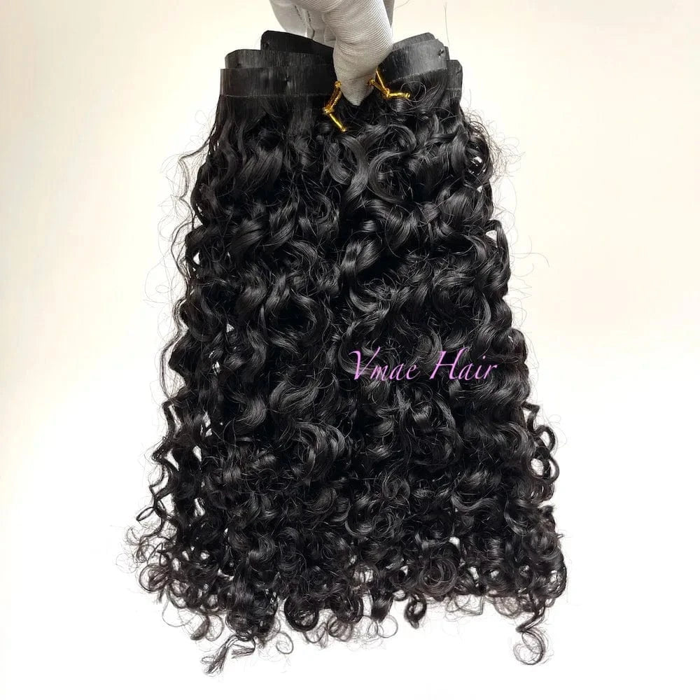 VMAE Wholesale 4B 4C Afro Kinky Curly Hair Extension Vietnamese Raw Cuticle Aligned Seamless PU Invisible Clip Ins Wave Style