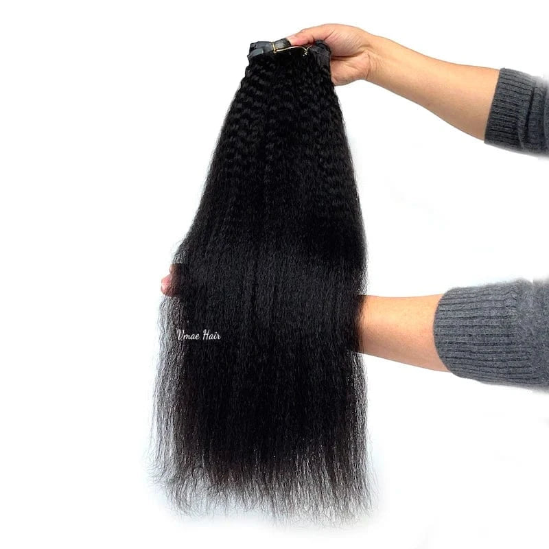 VMAE Wholesale 4B 4C Afro Kinky Curly Hair Extension Vietnamese Raw Cuticle Aligned Seamless PU Invisible Clip Ins Wave Style