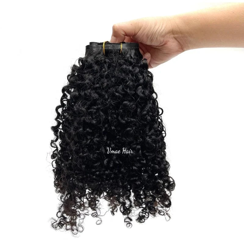 VMAE Wholesale 4B 4C Afro Kinky Curly Hair Extension Vietnamese Raw Cuticle Aligned Seamless PU Invisible Clip Ins Wave Style