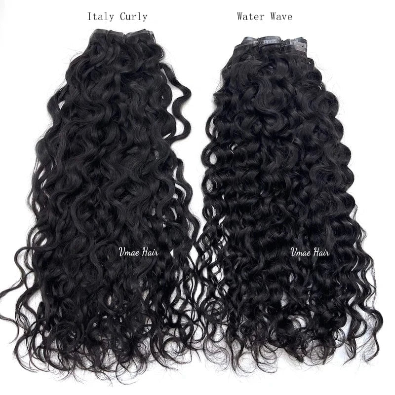 VMAE Wholesale Afro-Style Clip-In Hair Extension Raw Cuticle Aligned Human Hair PU Invisible Clip Ins Water Wave Italy Curly