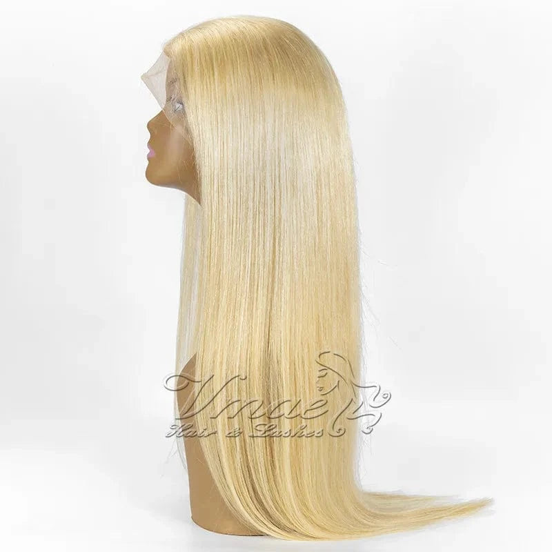 VMAE Wholesale Bulk Sale Long Raw Remy Russian Blonde Bone Straight Full Lace Human Hair Wig with Transparent Lace 613 Size