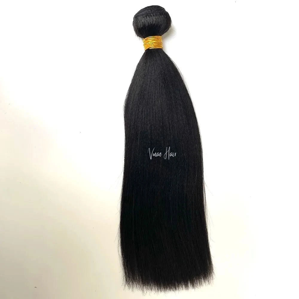 VMAE Wholesale Cuticle Aligned Body Natural Wave Remy Raw Brazilian Yaki Bone Straight Human Hair Bundles with Closure
