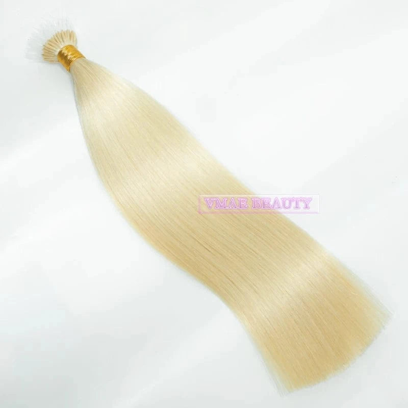 VMAE Wholesale Cuticle Aligned European Hair Blonde 613 60 1001 Remy Kreatin I Tip Plastic Tip Nano Hair Extensions Human Hair