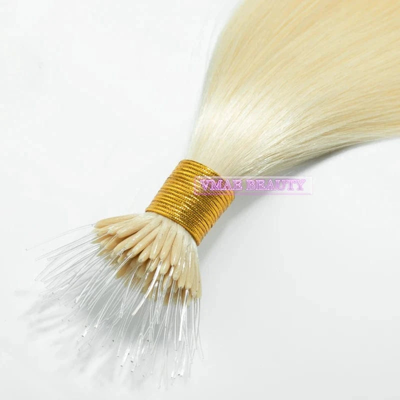 VMAE Wholesale Cuticle Aligned European Hair Blonde 613 60 1001 Remy Kreatin I Tip Plastic Tip Nano Hair Extensions Human Hair