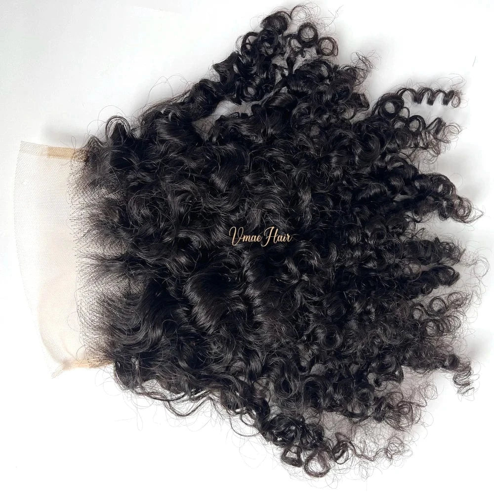 VMAE Wholesale Cuticle Aligned Raw Vietnamese Hair Coarse Kinky Straight Transparent 5*5 HD Lace Closure Human Virgin Extensions