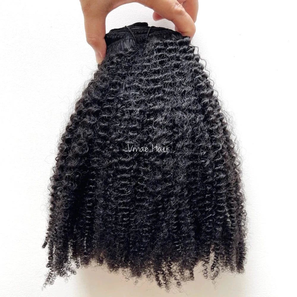 VMAE Wholesale Raw Remy Human Hair Extensions Clip Ins Deep Wavy Afro Kinky Curly Clip In Hair Extensions for Black Women