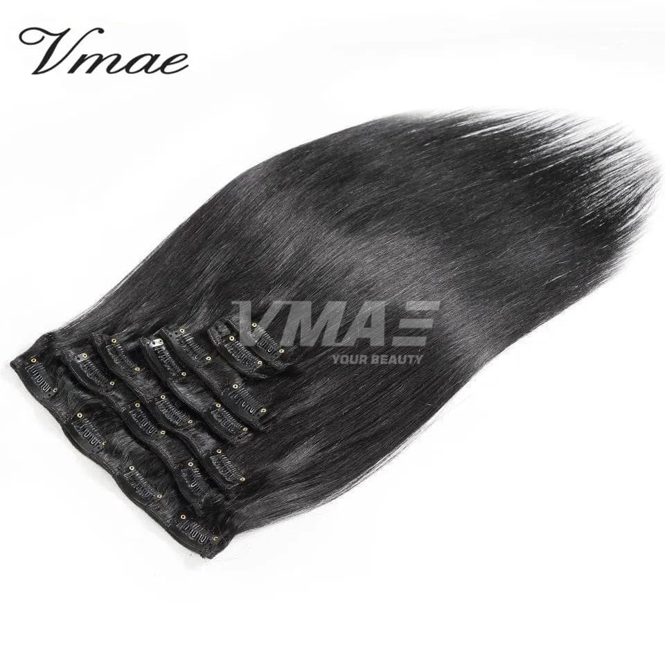 VMAE Wholesale Raw Remy Human Hair Extensions Clip Ins Deep Wavy Afro Kinky Curly Clip In Hair Extensions for Black Women